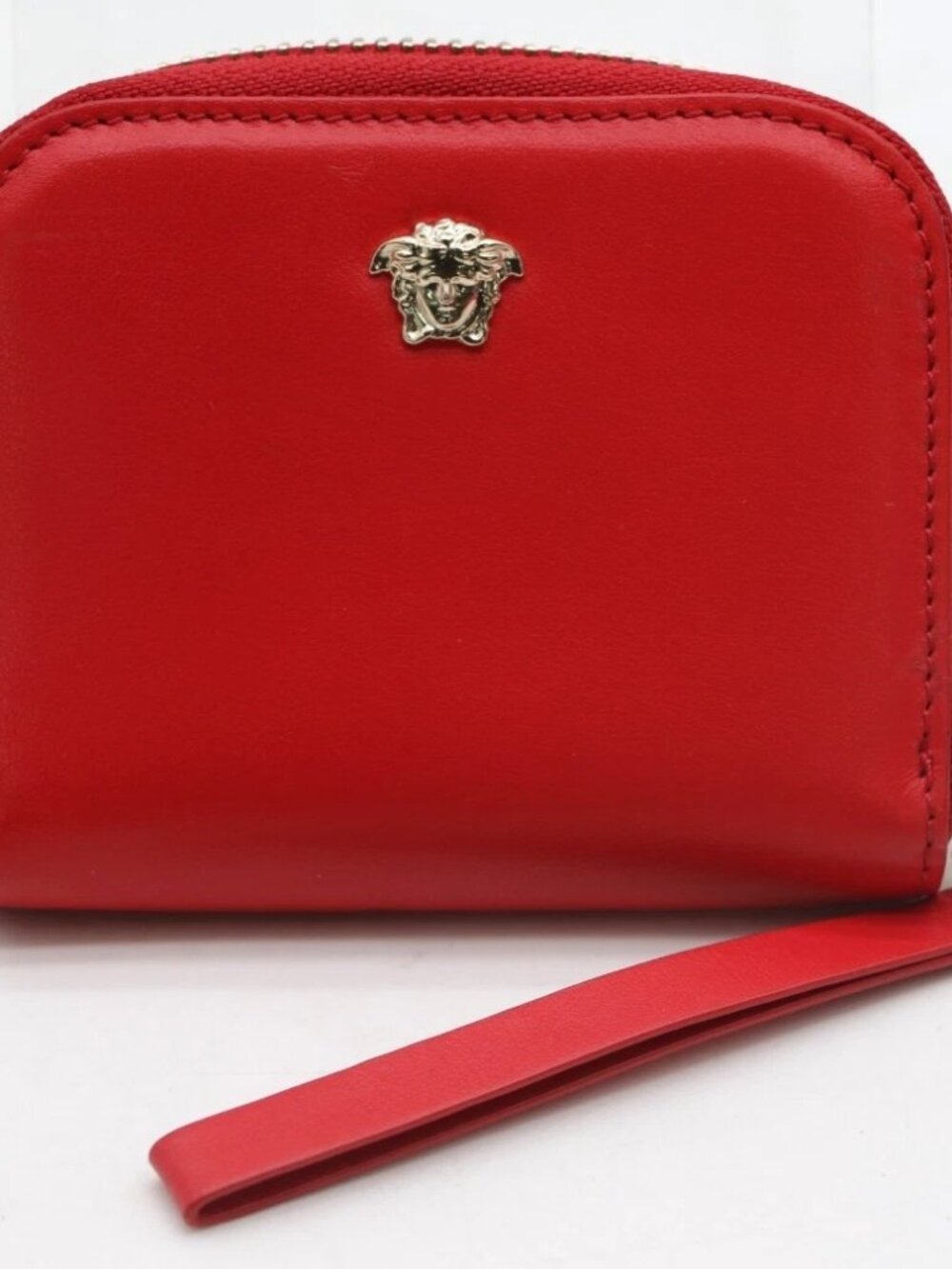 Versace Leather Medusa Zip Coin Purse - Red